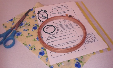My hoop and material ready for the embroidery session